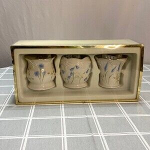 NIB Classic Lenox set of 3 Floral Votives w/ candles